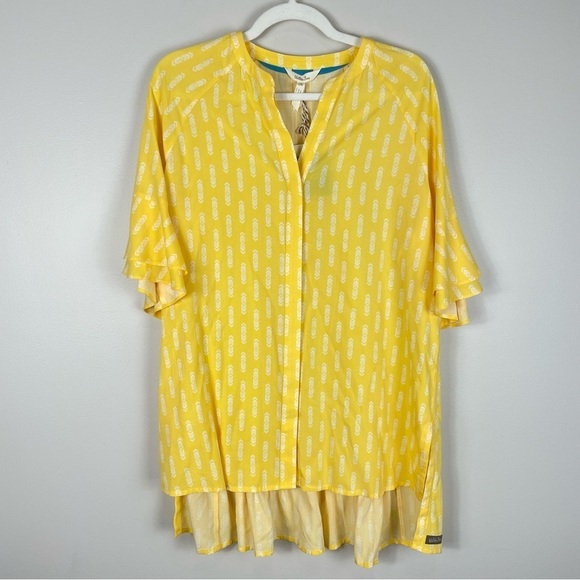 Matilda Jane Womens Medium Blouse Golden Hour Top Yellow Tunic Shirt Aztec NWT - Picture 8 of 9